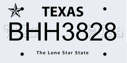 BHH3828 Texas License Plate