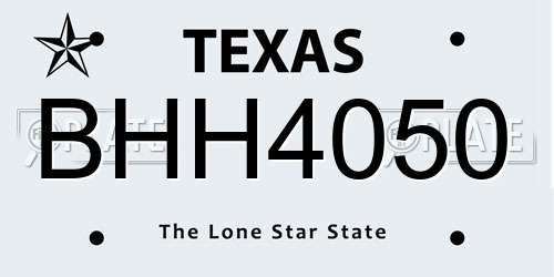 BHH4050 Texas License Plate