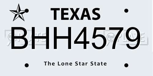 BHH4579 Texas License Plate
