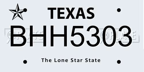 BHH5303 Texas License Plate