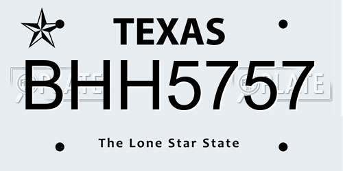 BHH5757 Texas License Plate