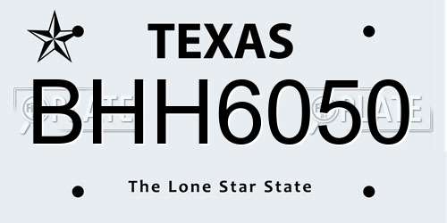BHH6050 Texas License Plate