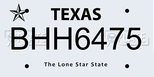 BHH6475 Texas License Plate