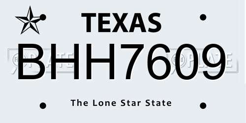 BHH7609 Texas License Plate