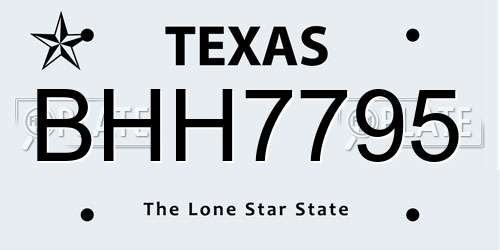 BHH7795 Texas License Plate
