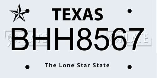 BHH8567 Texas License Plate