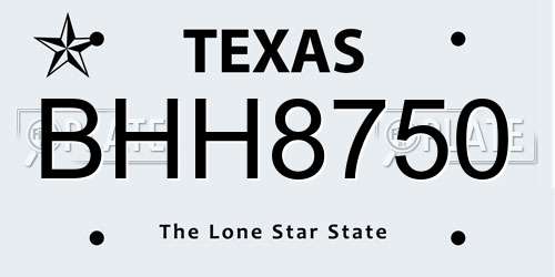 BHH8750 Texas License Plate