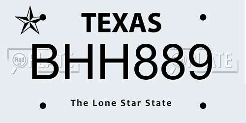 BHH889 Texas License Plate