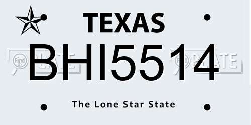 BHI5514 Texas License Plate