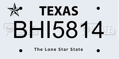 BHI5814 Texas License Plate