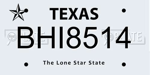 BHI8514 Texas License Plate