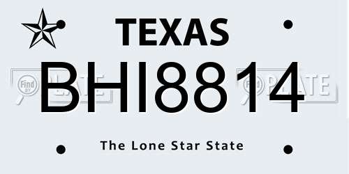 BHI8814 Texas License Plate