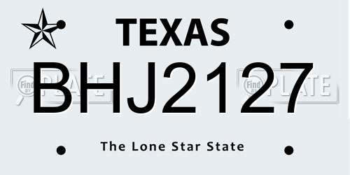 BHJ2127 Texas License Plate