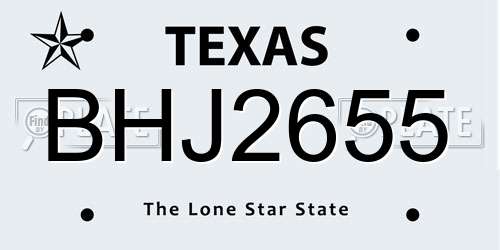 BHJ2655 Texas License Plate