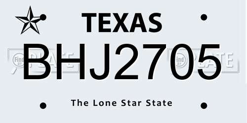 BHJ2705 Texas License Plate