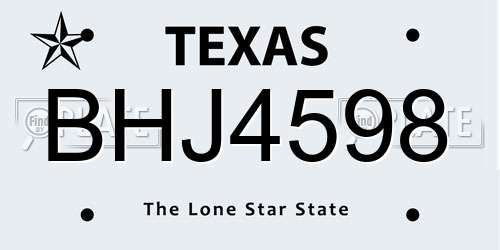 BHJ4598 Texas License Plate