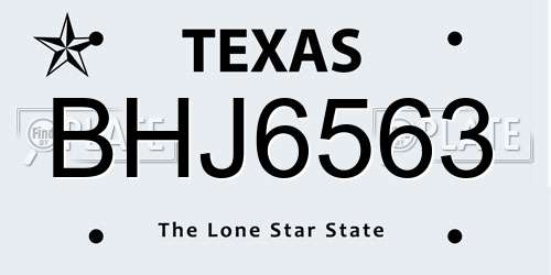 BHJ6563 Texas License Plate