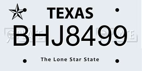 BHJ8499 Texas License Plate