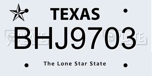 BHJ9703 Texas License Plate