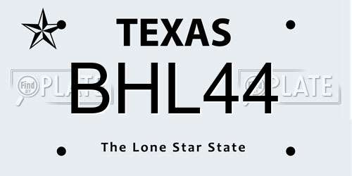 BHL44 Texas License Plate