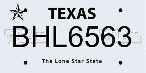 BHL6563 Texas License Plate