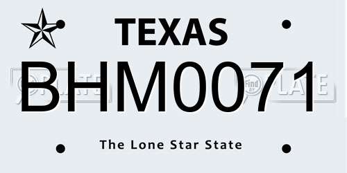BHM0071 Texas License Plate