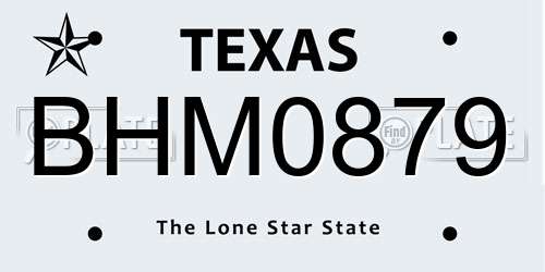 BHM0879 Texas License Plate