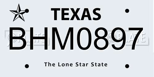 BHM0897 Texas License Plate