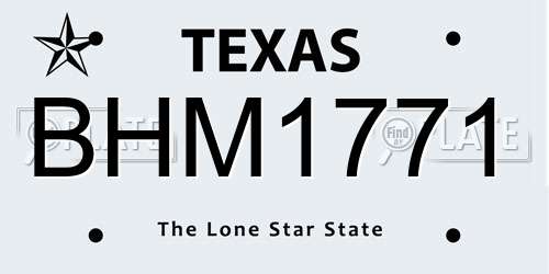 BHM1771 Texas License Plate