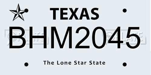 BHM2045 Texas License Plate