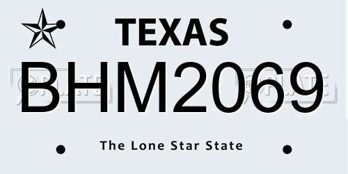 BHM2069 Texas License Plate