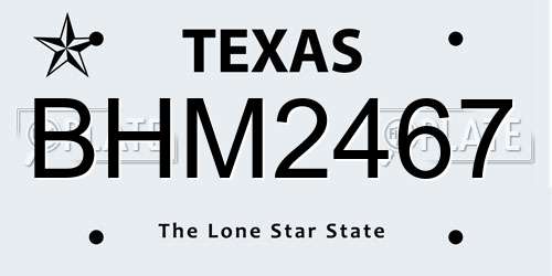 BHM2467 Texas License Plate