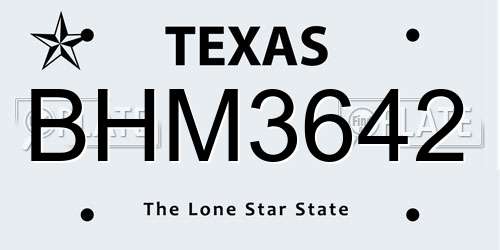 BHM3642 Texas License Plate