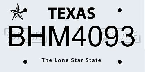 BHM4093 Texas License Plate