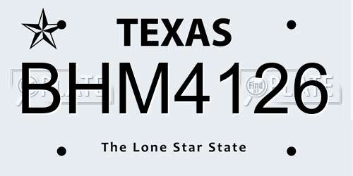 BHM4126 Texas License Plate