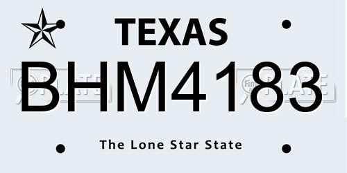 BHM4183 Texas License Plate