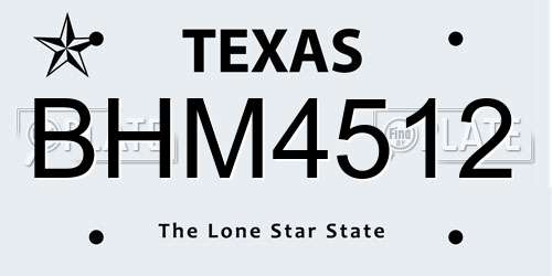 BHM4512 Texas License Plate