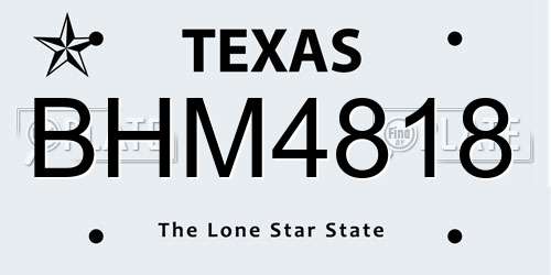 BHM4818 Texas License Plate