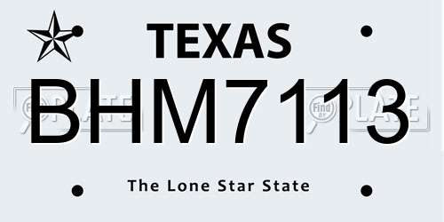 BHM7113 Texas License Plate