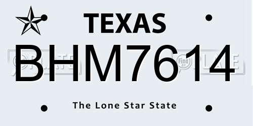 BHM7614 Texas License Plate