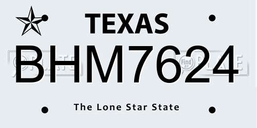 BHM7624 Texas License Plate