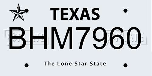 BHM7960 Texas License Plate