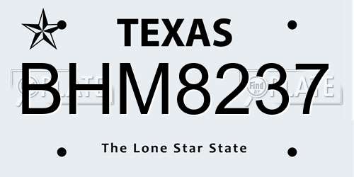 BHM8237 Texas License Plate