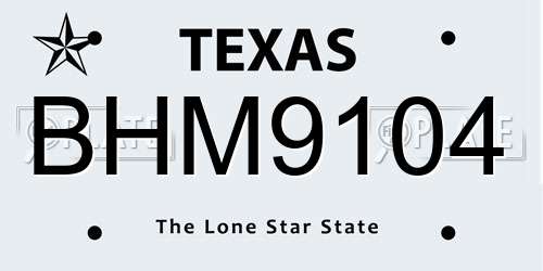 BHM9104 Texas License Plate