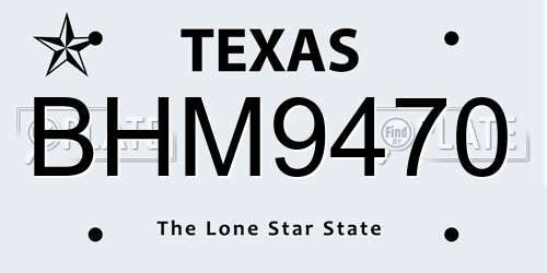 BHM9470 Texas License Plate