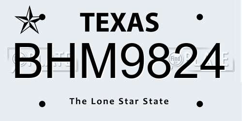 BHM9824 Texas License Plate