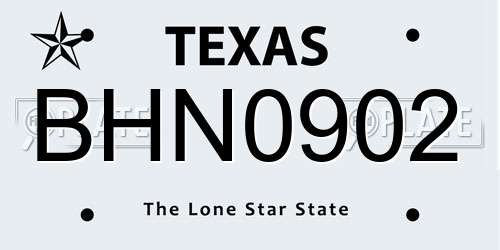 BHN0902 Texas License Plate