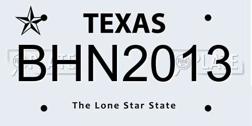 BHN2013 Texas License Plate