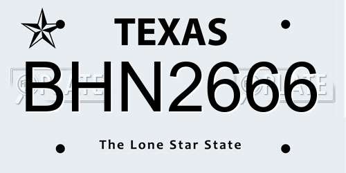 BHN2666 Texas License Plate