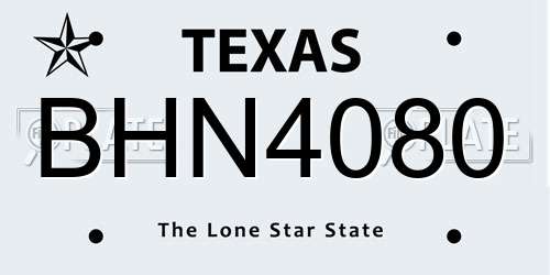 BHN4080 Texas License Plate